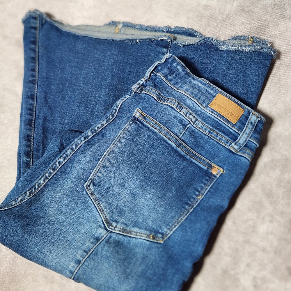 Judy Blue Super‎ Flare High Rise Seamed Raw Hem Jeans JB88204 Medium Wash 11/30